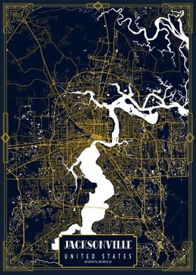 Jacksonville City Map Gold