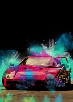 Neon Car Ferrari f40