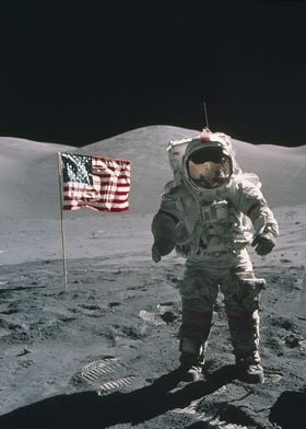 Astronaut with a flag