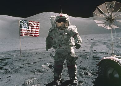 Astronaut with a flag