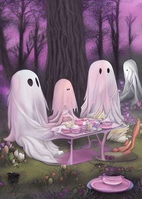 Cute Ghost Tea Party