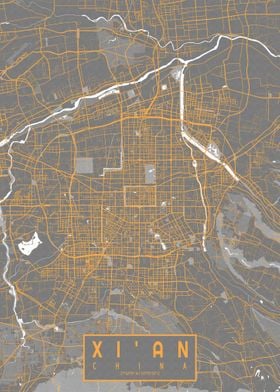 Xian City Map Bauhaus