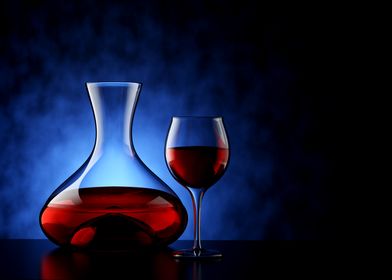Red Wine Glass and Carafe