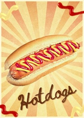 Retro Hotdogs Poster