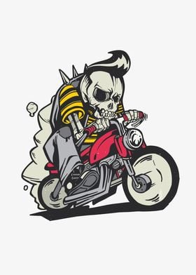 Biker Skull riding a