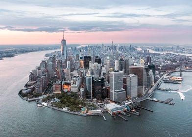 Aerial of Manhattan NYC