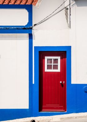 Red Door And Blue Frame