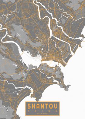 Shantou City Map Bauhaus