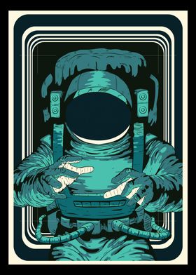 Retro Astronaut In Space