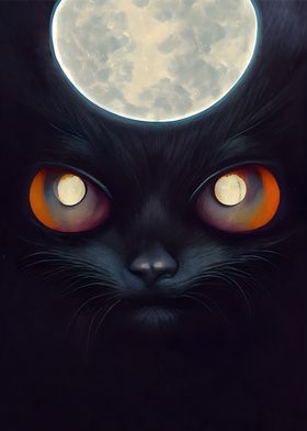 Cat gaze under the Moon