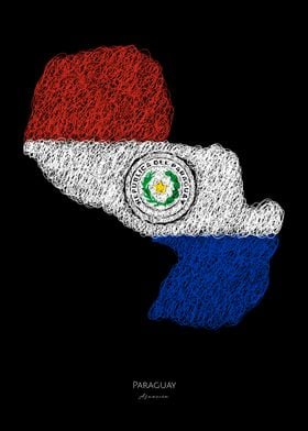 Paraguay Asuncion Flag Map