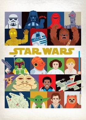 Schatting zak Productie Star Wars main characters' Poster by Star Wars | Displate