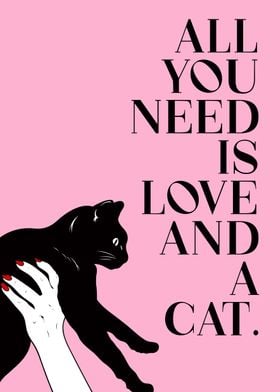 Minimal Cute Cat Quote Art