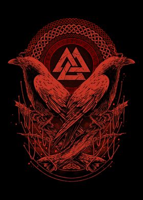 Raven Odin Viking Valknut