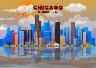 Travel Chicago USA Skyline