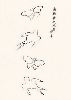 Ukiyo e Bird Butterfly 