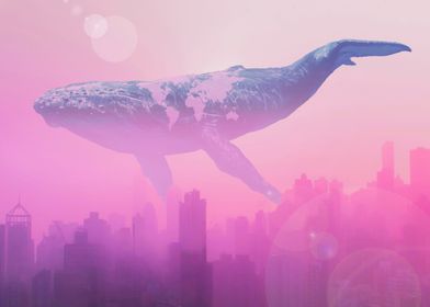 Mega Earth Whale Over City