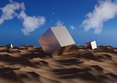 Metal Cubes in Desert