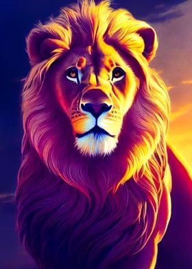 Animal Lion Sunset' Poster by Mitoka | Displate