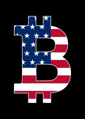 Bitcoin Logo USA Flag