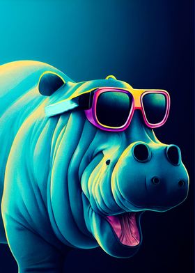 Hippo with sunglasses