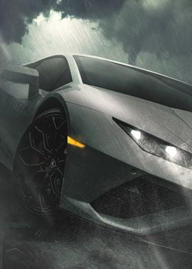 Lamborghini in the Rain