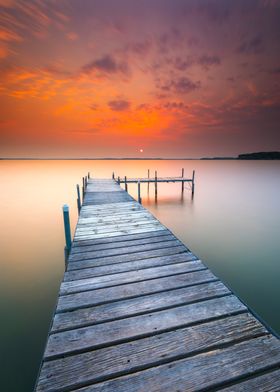 Sunset over a pier