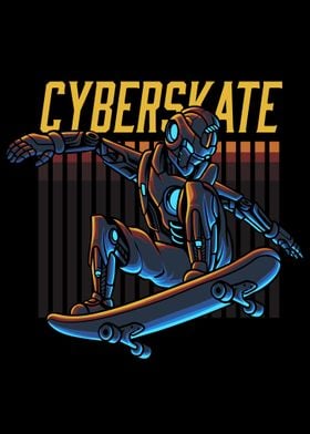 Cyber robot skateboarding