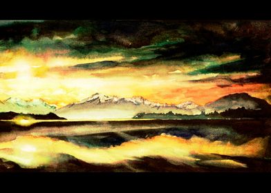 New Zealand artwork sunset