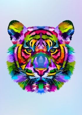 Rainbow Pop Art Tiger Head
