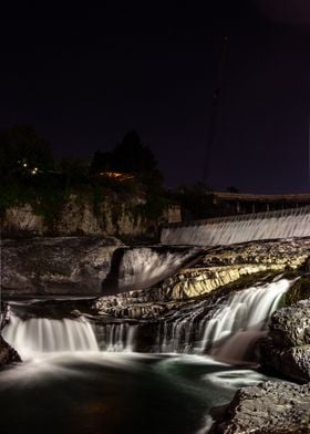 Waterfalls at night