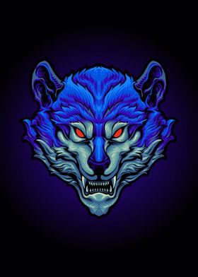 The blue wolf head