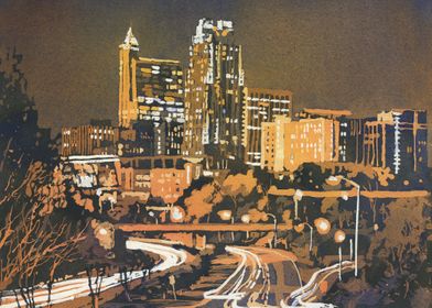 Raleigh skyline NC artwork