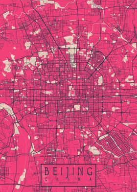 Beijing City Map Blossom