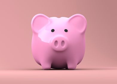 A pink piggy bank