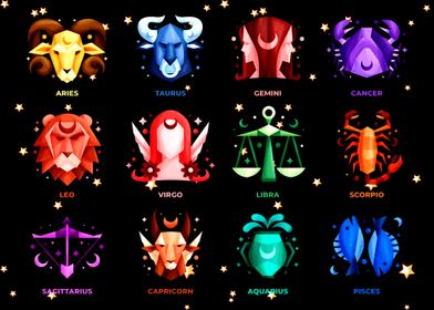 Zodiac cartoon style