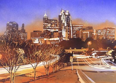 Raleigh skyline NC artwork