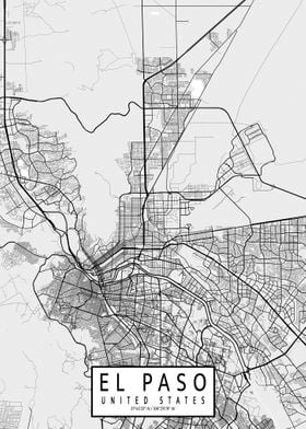 El Paso City Map USA Light