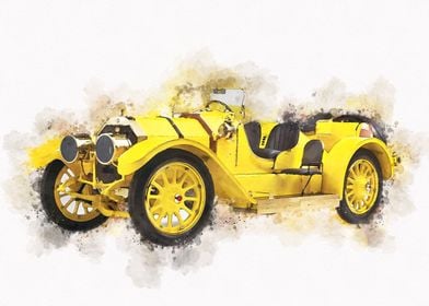 Yellow  Black Vintage car