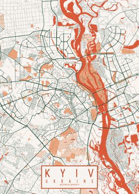 Kyiv City Map Bohemian