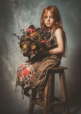 Girl Peddling Flowers 