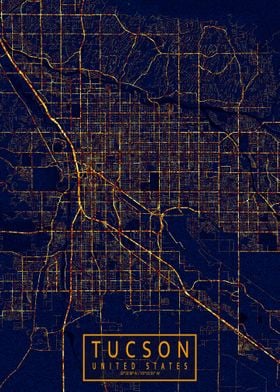 Tucson Map City At Night