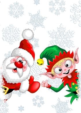 Santa and Elf Thumbs up