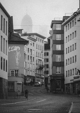 Foggy Street Einsiedeln