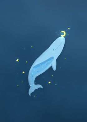 Happy Whale and Moon