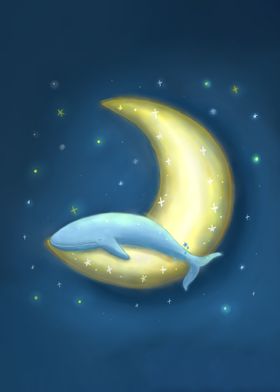 Lonely Whale and Moon