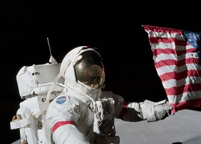 Astronaut with flag