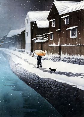 Ukiyo e Snow at Handa