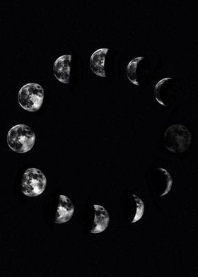 Moon Phases Space Graphic 