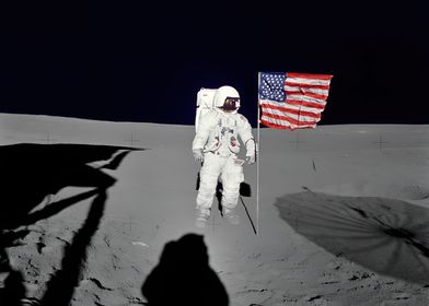 Astronaut with a flag